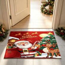 1 buah Keset Lantai Bahan Kasmir Imitasi Lembut, Karpet Motif Kartun Natal yang Menyenangkan, Cocok untuk Dapur, Kamar Mandi, Pintu Masuk, Ambang Pintu Kamar Tidur, Keset Kaki Dekorasi Suasana Liburan, Keset Lantai Anti Selip Serbaguna, Dekorasi Ruangan, Hadiah Liburan - MultiWarna - View 3