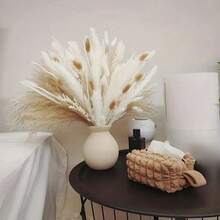 50/80pcs Artificial Reed Grass Decor, Bohemian Style Faux Flower Stems For Vase Filler, DIY Craft Material, Wedding Table Centerpiece Decoration, Rustic Farmhouse Home Decor, Back To School, Halloween, Thanksgiving, Christmas Party Decoration - Apricot - View 3