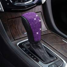Sparkling Rhinestone Car Gear Shift Cover, Bling Full Crystal Automatic Transmission Universal Gear Knob Protector, PU Leather Automatic Transmission Universal, Women's Fashion Car Interior Decoration - Multicolor - View 7