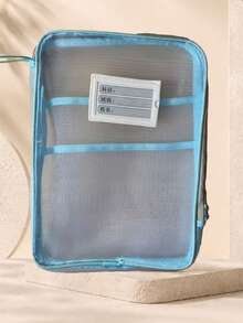 Bolsa organizadora de malla de nylon de doble capa A4, bolsa de almacenamiento de archivos de malla de gran capacidad en forma de L reforzada, mochila portátil con cremallera para estudiantes, bolsa de clasificación de materias de examen con asa, bolsa transparente para exámenes de estudiantes, archivo B - A - Ver 12