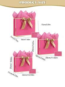 5pcs/Set Gift Bag, Includes 1 Gift Bag, 2 Sheets Of Tissue Paper, 1 Card, With Ribbon Handle Shopping Packaging Bag, Bow Decor, Suitable For Girls, Weddings, Christmas, Thanksgiving, New Year, Valentine's Day, Bridesmaids And Other Occasions - Multicolor - View 10