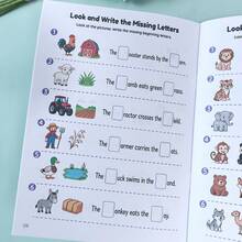 Children's Picture-Based Letter Completion English Practice Book, Toddler English Vocabulary Enlightenment Early Education Educational Workbook, Back To School Learning Supplies, Holiday Student Learning Gift - Multicolor - View 3