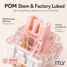 Milk Peach Switch 50 90 100Pcs Linear 5 Pin Pre-Lubed 42gf Light Actuation Force POM Material Creamy Marbly Sound For Office Gaming DIY Mechanical Keyboard Custom Build - View 4
