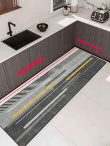 1 Pc Gray Paired With Gold Lines Pattern Kitchen Mat, 3.5 Mm Soft Rubber That Absorbs Water And Is Easy To Clean. Suitable For Corridors, Bathrooms, Living Rooms, Outdoor Door Mats, And Toilets. Useable Throughout The Year And For Various Holidays. - Multicolor - View 18