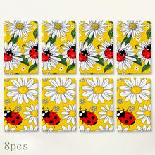 2pcs Yellow Daisy & Ladybug Print Kitchen Towels, Cute Red & Black Ladybug With White Flower And Green Leaf Pattern Hand Towels, Fresh Spring/Summer Pastoral Style Absorbent Dish Cloths Tea Towels, Suitable For Kitchen Cooking, Baking, Cleaning Wiping And Home Decor, Floral & Insect Theme Holiday Gift - Multicolor - View 9