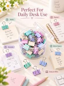 Clips de sujeción de metal con diseño de macaron en colores miniatura, clips de papel de metal multicolor, clips organizadores de archivos multifuncionales, suministros de papelería para escritorio escolar y de oficina - color morandy - Ver 8