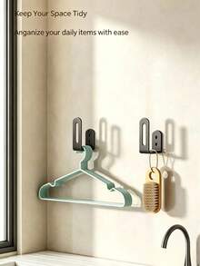 2-8pcs Self-Adhesive Carbon Steel Wall Hooks, Heavy Duty Rust-Proof Multi-Function Kitchen Storage Rack, Space-Saving Cutting Board Pot Lid Sponge Kitchen Utensil Holder, Suitable For Home Apartment Kitchen Bathroom Practical Wall Storage - View 3