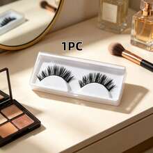 1 Pair Wet Glossy Fluffy False Eyelashes, Spiky Cartoon Style Transparent Stem, Naturally Enlarges Eyes, Reusable, Suitable For Daily And Party Makeup - Black - View 8