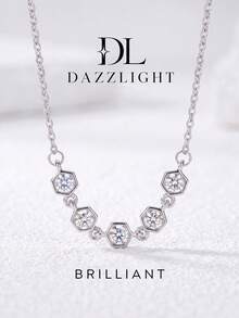 1pc Moissanite Necklace, Unique Hexagonal Star Orbit Pendant Necklace, Suitable For Women's Daily Wear And Gifting - Hexagonal Diamond Moissanite Necklace - View 4