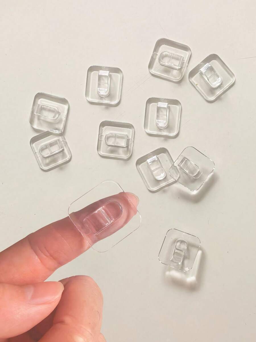 10/20/30pcs Mini Light Hooks With Adhesive Strips Indoor String Light Clips | Transparent Small Non-Damaging Plastic Wall Hooks For Hanging Decor - Fairy Mini Christmas Light Line Hooks Clips For Decoration - View 1