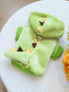 1pc Pet Clothes Dog Cat Clothing Autumn Winter Cute Plush Dinosaur Costume - Green - View 3