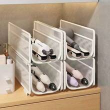 Detachable Stackable Hanging Storage Basket, Metal Mesh Curling Iron Hair Tool Organizer Rack, Wall Mount No Drill Cabinet Side Caddy, Multi-Purpose Holder For Hair Straightener, Cosmetics, Bathroom Vanity Space Saving Storage Accessory, - View 14
