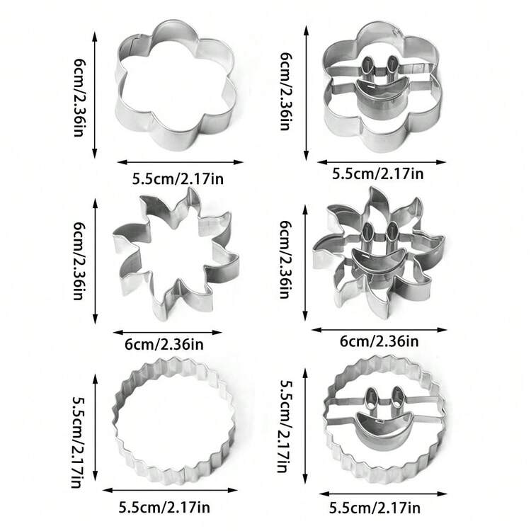 4/6/10pcs Stainless Steel Smiling Face Cookie Stamp Molds, Suitable For Shaping Vegetables/Fruits, Cookies And Sandwich Cutters, Making Fun Desserts - Silver - View 14