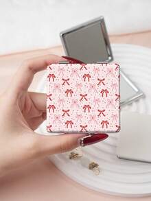 1PC Millennium Y2K Series Portable Vanity Mirror, Foldable Lightweight Ultra-Thin Convenient Hand Mirror, PU Leather, Suitable For Multiple Scenarios And All People, Square Mirror, Pocket Mirror, Cartoon Bow And Star Pattern Design, Exquisite And Delicate, Easy To Carry, Handheld Makeup Mirror, 180° Flip Cover, Multi-Functional Mini Mirror, Compact Mirror, Mirrors For Daily Use, Festivals, Birthdays, Valentine's Day - Multicolor - View 9