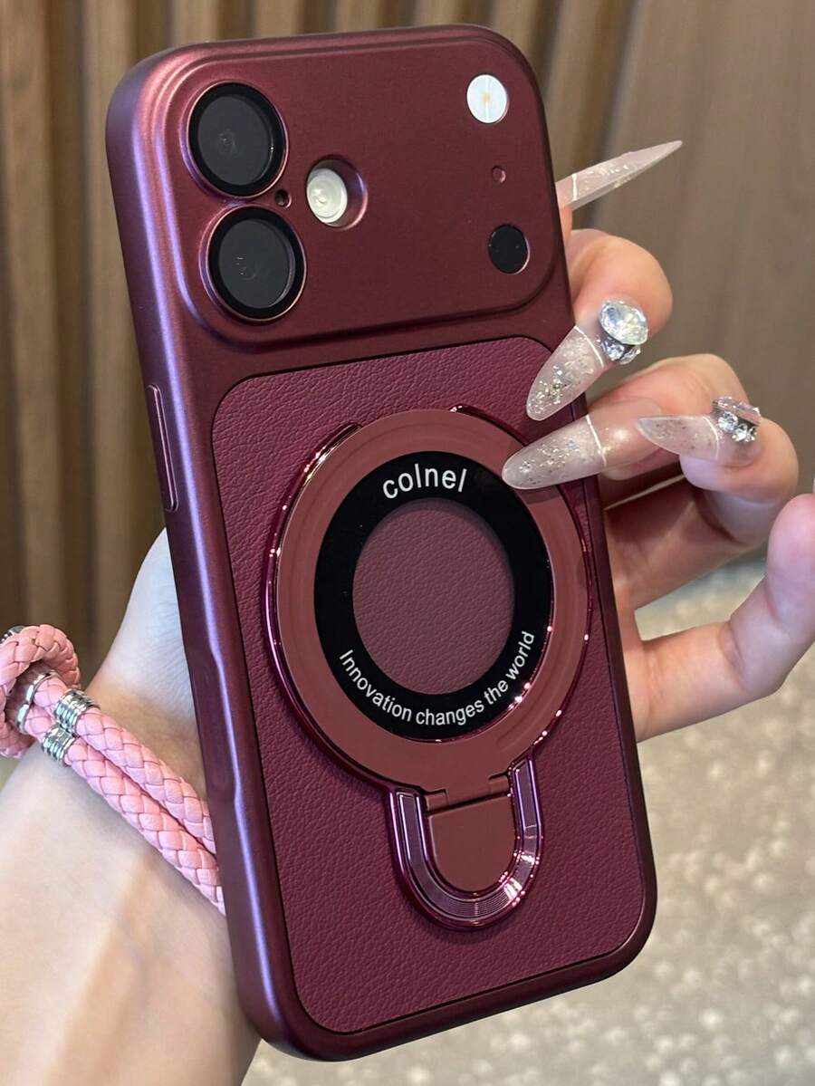 極簡純色人造皮革相機保護支架手機殼,適用於 iPhone 18 Pro Max 18 Pro 17 Pro Max 17 Pro 17 16 Pro Max 16 Pro 16 15 Pro Max 15 Pro 15 14 Pro Max 14 Pro 14 13 Pro Max 13 Pro 13 12 Pro Max 12 Pro 12 11,超薄防震保護殼 - 酒紅色 - 查看 1