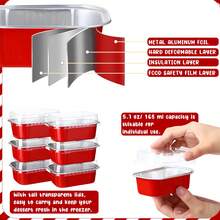 5/10/20/50pcs Mini Cake Cups With Lids, 5.7Oz Aluminum Foil Material, Red Disposable Rectangular Baking Cups, Suitable For Pudding Desserts, Muffin Baking Storage, Birthday Party Storage Gifts - View 4
