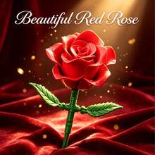 20pcs Building Block Red Rose Bouquet Creative Decor, Birthday Christmas Easter Party Small Gift Box, Holiday Gift, Prank Toy, Eternal Flower Desktop Home Decoration, Gift For Girlfriend - Multicolor - View 4