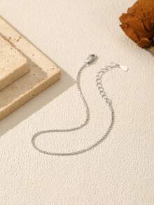 MODIAN 925 Sterling Silver Thin Flat Slice Chain Bracelet For Women Minimalist Dainty Stackable Hand Chain Elegant Daily Jewelry - Silver - View 8