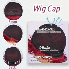 Colored Short Straight Pixie Cut Human Hair Wigs For Women 6 Inch 180% Density Layered Machine Made Wigs With Bangs Black Color 99J# Burgundy Green 613# Blonde BUG Red Color Basic Non Lace Wig Pixie Wig For Daily Wear And Halloween - SBUG - View 12