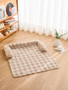 Faux Rabbit Fur Pet Sofa Pad, Pet Sofa Accessory, Thickened Pet Bed-Style Sofa Cushion, Pet-Friendly Sofa Seat Pad, Non-Slip Bottom, Easy To Clean, Suitable For Cats And Dogs - Khaki - View 3