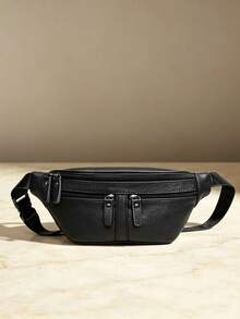 Tas Dada Pria Warna Hitam, Tas Selempang Kasual dengan Desain Multi-Saku, Tas Bahu Tahan Air Kapasitas Besar untuk Perjalanan, Kerja, dan Penggunaan Sehari-hari - Hitam - View 1