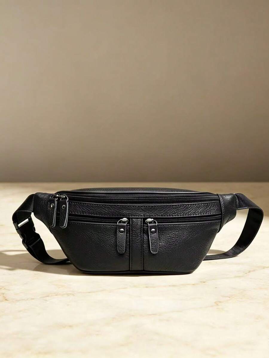Tas Dada Pria Warna Hitam, Tas Selempang Kasual dengan Desain Multi-Saku, Tas Bahu Tahan Air Kapasitas Besar untuk Perjalanan, Kerja, dan Penggunaan Sehari-hari - Hitam - View 1