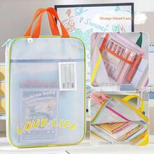1pc Portable 3-Layer Large Opening Storage Tote Bag | Colorful Portable Tutoring Bag Stationery Organizer EVA Material - Multicolor - View 7