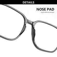 5pcs Rectangular Reading Glasses, Classic Large Frame, Fashion Matte Finish, Unique Rivet Detail, Premium Metal Hinge - Black + Black & White + Transparent + Translucent Grey + Translucent Tea - View 9
