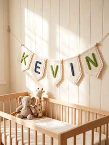 Personalized Canvas Lace Trim Name Bunting, Multi-Letter Multi-Color Triangle Flags, Customizable Your Name, Room Decor Banner, Fabric Letter Garland, Letter Room Decor Sign, Birthday Party Bunting Banner, Christmas Party Decoration - Multicolor - View 5