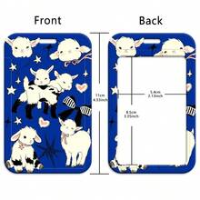 1 Piece Cute Cartoon Lamb Print Lanyard ID Card Holder, Blue Sheep Badge Cover, Neck Strap For Student Office Work, Lovely Gift - Multicolor - View 11