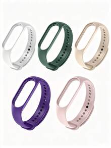 5pcs/2pcs Neutral Solid Color Soft Silicone Watch Band, Compatible With Xiaomi Mi Band 7/6/5/4/3, Replacement Sports Wristband Accessory Gift - Multicolor - View 19