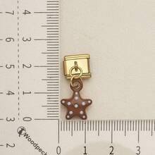 1pc Cute Chocolate Blue Enamel Zinc Alloy Charm, Heart Star Bow Bear Dangle Pendant For DIY Bracelet Necklace Jewelry Making - Blue and Coffee Color-block Design - View 24