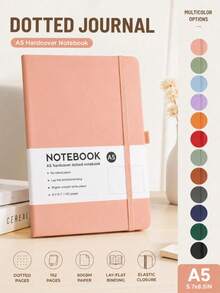 1pc A5 Hardcover Dot Grid Notebook, 192 Pages Bullet Journal, Portable Notebook With Elastic Band And Pen Holder, Suitable For Writing, Planning, Journaling, School, Office And Study Essentials - A5 - View 3