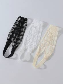 5件組時尚女款蕾絲花卉刺繡圖案柔軟防滑髮箍，彈性瑜伽運動髮飾，適合日常穿搭與多種場合 - 彩色 - 查看 2