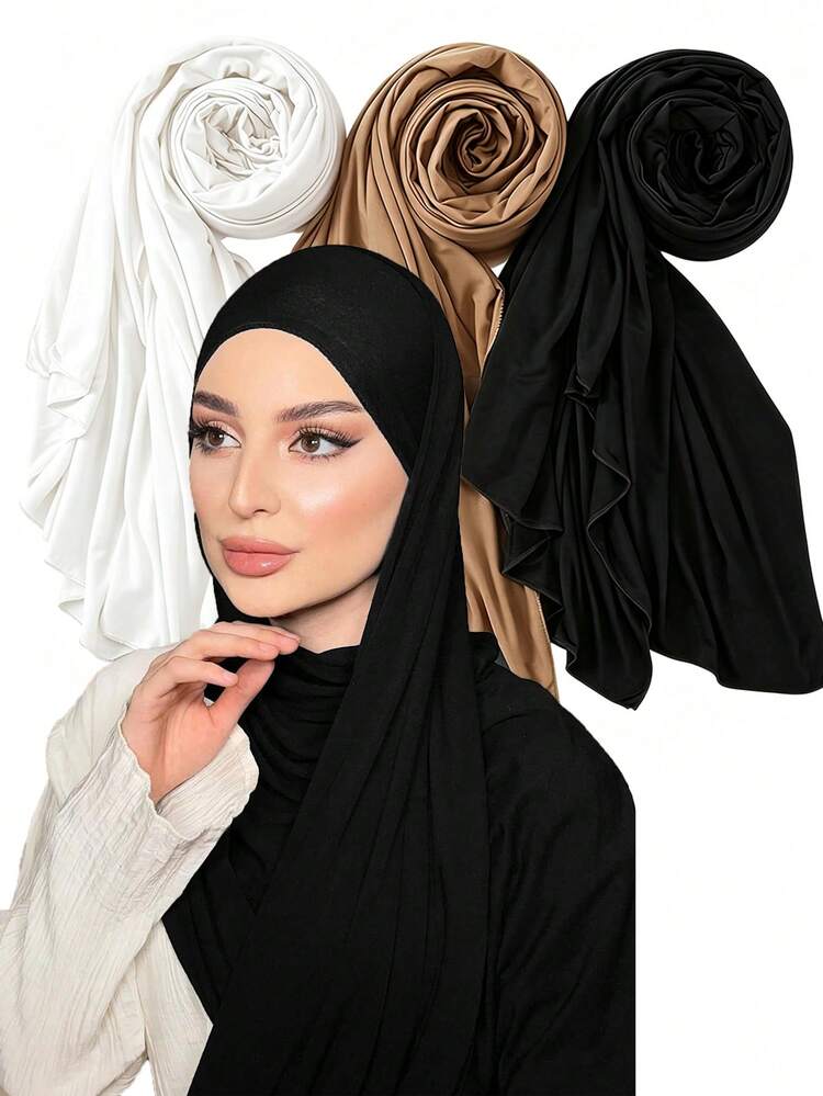 Modal Hijab Caps With Tie Back, Adjustable, Jersey Wraps For Women, Solid Color Basic Underscarf Abaya Accessories Daily Under Cap Women Veil - Multicolor - View 12