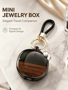 Mini Keychain Jewelry Box, Cute Travel Jewelry Storage Box, Velvet Lined Portable Jewelry Box, Women's Birthday Gift Daily Use, Jewelry Box Travel Essential, School Essential, Women's Travel Essential - Multicolor - View 5