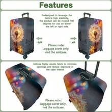1PC,Flat Print Design,Luggage Cover (Only Luggage Cover, Luggage Not Included),Suitable For 20 To 30 Inch Luggage,Made Of Thickened High-Quality Fabric,Essential Accessory For Your Travel And Checked Luggage. - Multicolor - View 5