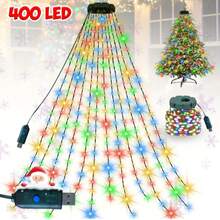 1PC 400/220 LED Christmas Waterfall Tree Lights (USB-Powered) – 8 Lighting Modes; Available In Bright White, Multicolor, Or Warm White; Suitable For Indoor/Outdoor Use (Gardens, Parties, Weddings, Holiday Decor, Event Planning, Christmas, Halloween). - Waterfall Light - View 15