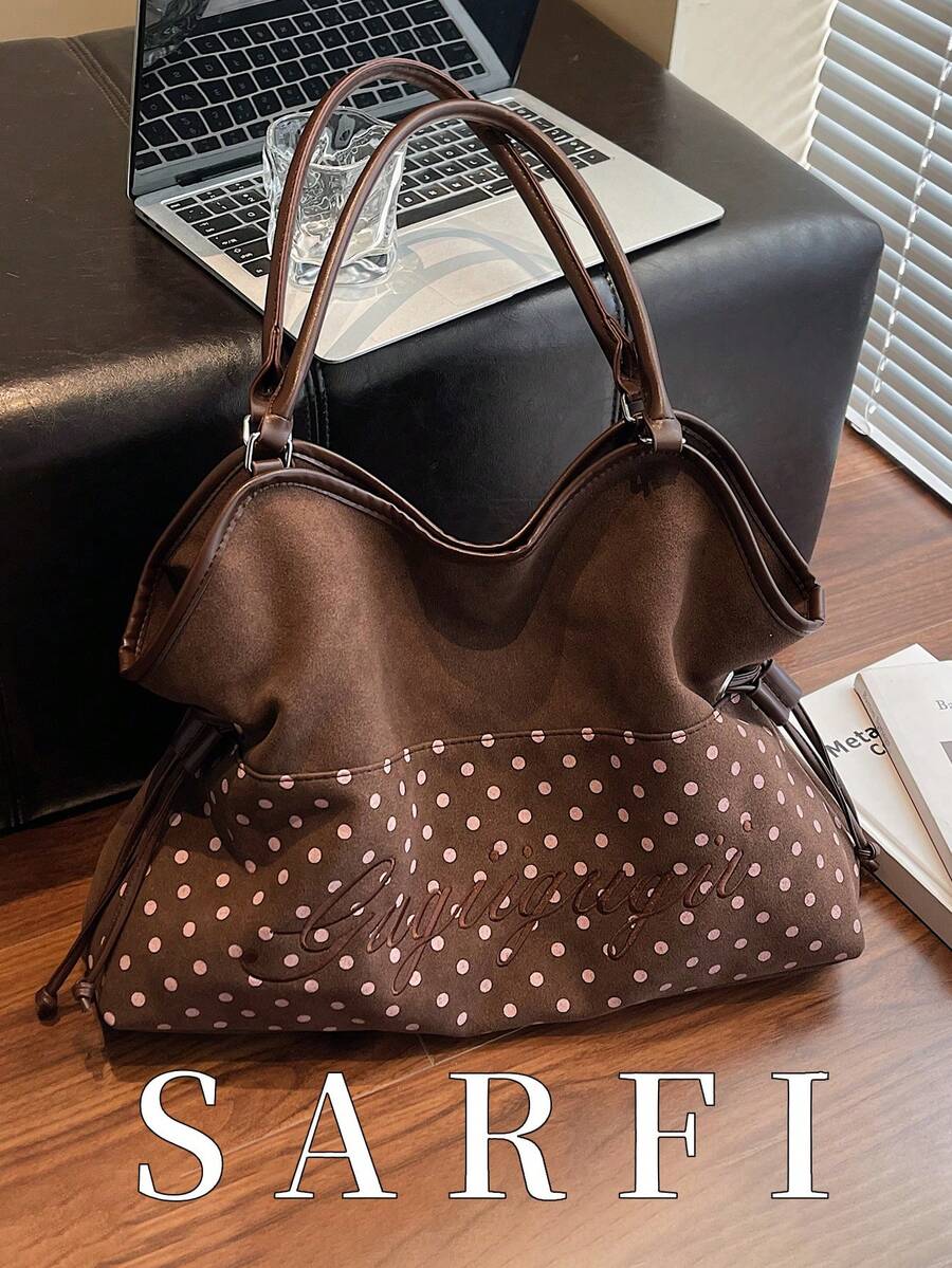 Letter Wave Dot Large Capacity Women's Bag, Fashionable And Versatile ...