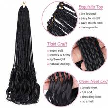 6 Paket Rambut Kepang Kotak Dewi 22 Inci dengan Ujung Keriting, Ekstensi Rambut Kepang Sintetis Pra-Loop, Kepang Boho Aneka Warna, Hadiah Alat Rambut Gratis untuk Pesta Cosplay Halloween dan Pemakaian Sehari-hari - MultiWarna - View 3