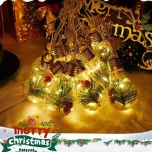 Christmas Mini Snowy Scene Light Bulb String Lights, 5m 10LED Warm White, Novel Transparent Bulb Shell Design With Simulated Pine Needles, Red Berries, And Snowflakes Inside, Creating A Winter Snowy Forest Scene, Soft Warm Light Illuminating The Delicate Pine Branches And Red Berries Through The Transparent Shell, Romantic Atmosphere, LED Beads With Long Lifespan, Solar Powered - Christmas Pine Cone Pine Needle Cherry Snowflake Light Bulb - View 12