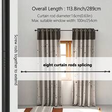 Nordic Black Curtain Rod Roman Rod, Adjustable Length, Fits 1m, 2m, 3 Meters Windows, 5/8 Inch Metal Single Rod Curtain Rod Rail Set, Wall Mounted, Suitable For Bedroom, Living Room, Apartment Windows - Black 1 Set - View 12