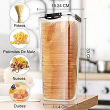 Panera para Pan Transparente, Caja Para Pan Recipiente Con Bandeja, Vitrina para Pan con Tapa Hermética, Contenedor de Pan de Gran Capacidad, Vitrina para Postres, Sin BPA, Para Tostadas, Pan de Molde - Negro con forro - Ver 4