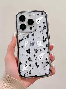 1pc Bat Ghost Pattern, Contrast Color 2-In-1 Black Shockproof Phone Case, TPU Material, Can Be Given As A Holiday Gift, Compatible With Apple Phone 11 12 13 14 15 16pro/Promax/14 15 16plus/17/18pro/18promax, Unisex - Multicolor - View 5