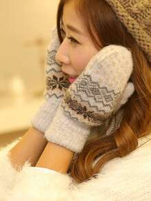 Winter Warm Fashion Women's Double Layer Thickened Warm Mittens, Unisex Couple Rabbit Wool Gloves - Multicolor - View 3
