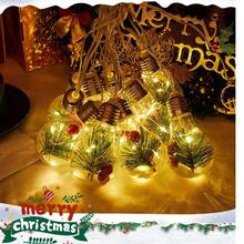 Christmas Atmosphere Decorative String Lights, 5m 10LED Warm Light, Unique Bulb Design With Transparent Shell Containing Artificial Pine Needles, Red Berries, Cherries And Artificial Snowflakes, Recreating A Snowy Pine Forest Christmas Scene. Soft Warm Light Gently Radiates, Illuminating The Internal Pine Cones And Red Berries Through The Bulb Shell, Creating A Romantic And Healing Ambiance. LED Beads Are Durable, Solar Powered - Christmas Pine Cone Pine Needle Cherry Snowflake Light Bulb - View 12