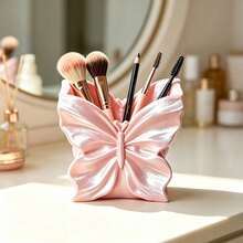 1pc 3D Printed Butterfly Makeup Brush Holder, Highly Attractive Desktop Cosmetic Storage Box, Multi-Function Storage Bucket, Suitable For Eyebrow Pencil, Earrings Jewelry, Vanity Decor Christmas - Multicolor - View 1