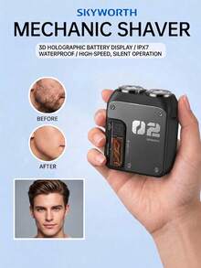 SKYWORTH 1pc Waterproof Mini Electric Shaver For Wet & Dry Use | 60min Fast Charge + 60min Runtime | Type-C Portable Travel Razor For Men - Style B - View 1