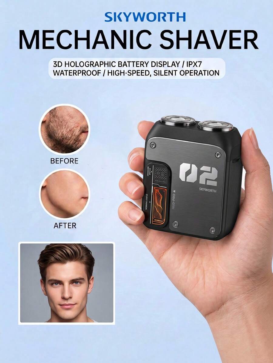 SKYWORTH 1pc Waterproof Mini Electric Shaver For Wet & Dry Use | 60min Fast Charge + 60min Runtime | Type-C Portable Travel Razor For Men - Style B - View 1