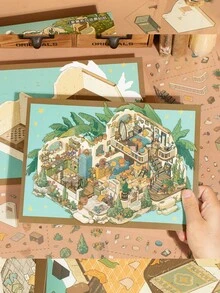 Vintage Miniature Scene Stickers, DIY Layered 3D Room Scene Sticker Set, Time Wrinkles And French Courtyard Leisure Aesthetic Hand-Drawn Scene Stickers, Adult Sticker Healing Craft Material, Suitable For Scrapbooking, Planner, Wall Decoration, Party Gifts - A - View 10